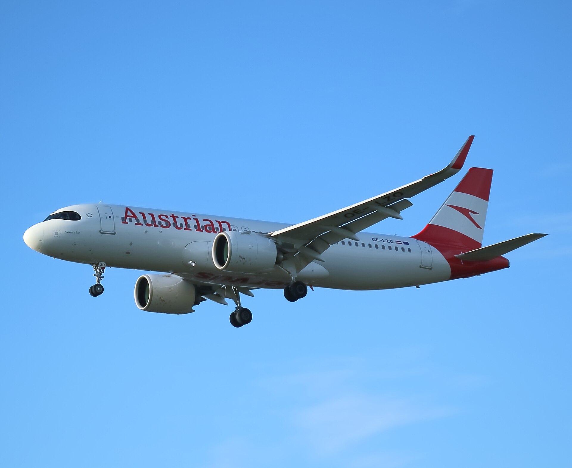 Airbus A320neo spoločnosti Austrian Airlines na letisku Viedeň